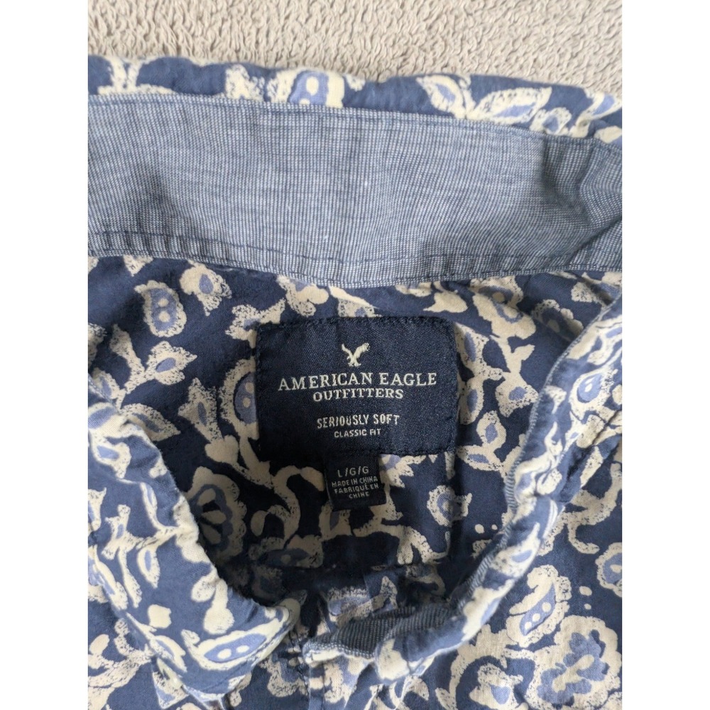 American Eagle Shirt Men's Size L Button Down Seriously Soft Long Sleeve Classic - Picture 7 of 15